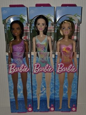 NIB Barbie Dolls Pack Of (3) Swimsuits